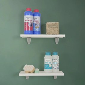 Coppia mensole 45x23 cm salvaspazio in legno bianco linea Pilar