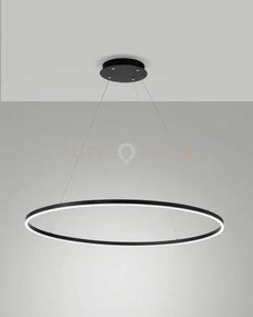 Leo sospensione nera a led 60w 3000k 6300lm d.100cm on/off
