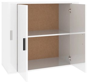 Credenza Bianco Lucido 80x33x70 cm in Legno Multistrato