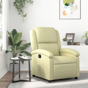 Poltrona Reclinabile Crema İn Vera Pelle /