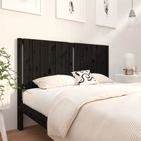 Testiera per letto nera 145,5x4x100cm in legno massello di pino