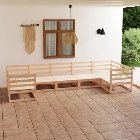 Set salotto da giardino 7 pz in legno massello di pino