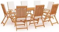 Set da Pranzo da Giardino 9 pz con Cuscini in Legno di Teak 3059558