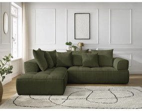 Divano angolare verde (penisola a sinistra/a L) con rivestimento in ciniglia Whesley – Bobochic Paris