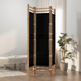 Divisorio Ambienti 3 Pannelli Pieghevole 120 Cm Bambù E Tela /