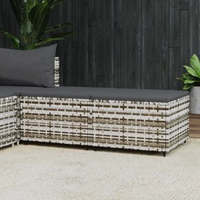 Poggiapiedi Da Giardino Con Cuscini 2 Pz İn Polyrattan Grigio /