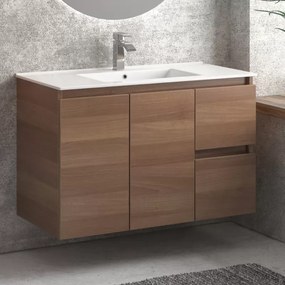 Mobile bagno 100cm con lavabo incasso cassetti e ante TOD-100LB - KAMALU