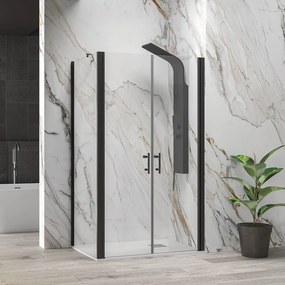 Kamalu - Box doccia 80x120 nero apertura saloon altezza 200h | KS2800AS