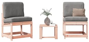 Set Salotto Da Giardino 3 Pz İn Legno Massello Di Douglas /