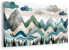 Quadro su tela – Paesaggio montano colorato con foresta