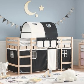 Letto A Soppalco Con Tunnel Bambini Bianco E Nero 90x200cm Pino /