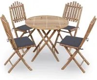 Set da Pranzo da Giardino 5 pz Pieghevole con Cuscini in Bamb cod mxl 40650