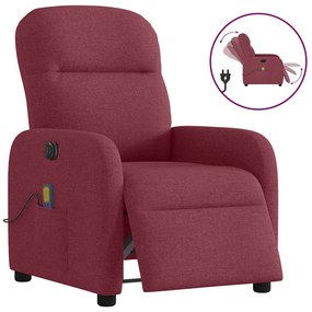 Poltrona Massaggiante Reclinabile Elettrica Rosso Vino Tessuto /