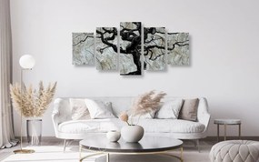 Quadri 5 pezzi – Albero astratto su legno