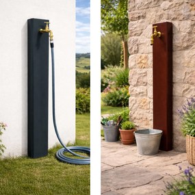 Fontana a Muro da Giardino Con Rubinetto 18x6x100 cm In Acciaio Antracite...