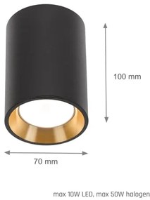 Faretto CHLOE 1xGU10/35W/230V tondo nero/oro