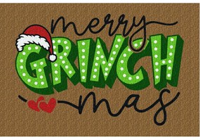 Zerbino Natalizio Merry Grinchmas 60x40 cm in Fibra di Cocco Naturale