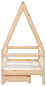 Giroletto bambini con cassetti 70x140 cm legno massello di pino