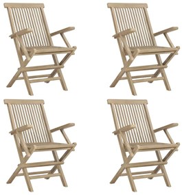 Sedie giardino pieghevoli 4pz grigie 56x61x89 cm massello teak