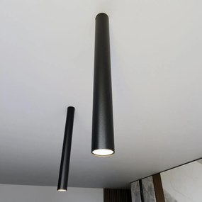 Plafoniera Moderna Faretto Tecno 1 Luce Acciaio Nero 60 Cm