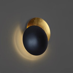 Lampada da parete moderna nera con oro 34,5 cm 2 luci - Sunrise