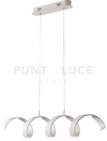 Lampadario a sospensione spirale led helix bianca e argento 20w 168...