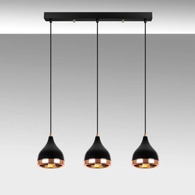 Lampadario nero/color rame con paralume in metallo Yildo – Opviq lights