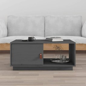 Tavolino Da Salotto Grigio 80x50x35,5 Cm Legno Massello Di Pino /