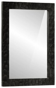 Specchio Da Bagno Nero 50x70x2,5cm Legno Massello Mango E Vetro /