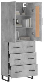 Credenza grigio cemento 69,5x34x180 cm in legno multistrato