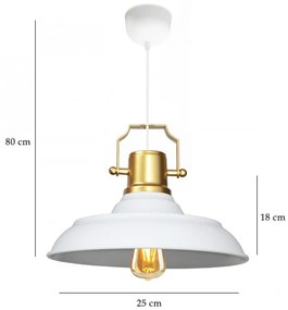 Lampadario bianco con paralume in metallo ø 25 cm Tarsus – Opviq lights