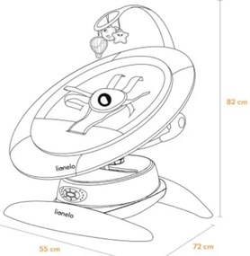 Lionelo - Altalena per bambini con melodia MELL Grey Stone 4xAA + telecomando