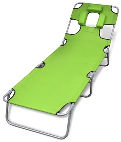 Lettino Da Sole Pieghevole Poggiatesta Acciaio Verniciato Verde /