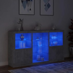 Credenza con luci led grigio cemento 181,5x37x100 cm