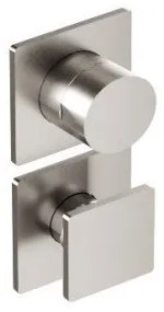 Treemme 5mm miscelatore doccia monocomando con maniglia quadra deviatore 2 uscite 2 piastrine senza parte incasso inox satinato