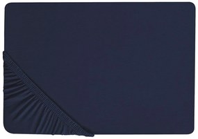 Lenzuolo con angoli cotone blu marino 160 x 200 cm HOFUF Beliani
