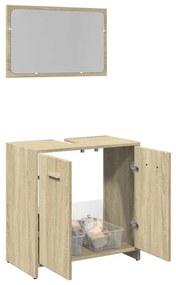 Set Mobili Da Bagno 2 Pz Rovere Sonoma İn Legno Multistrato /