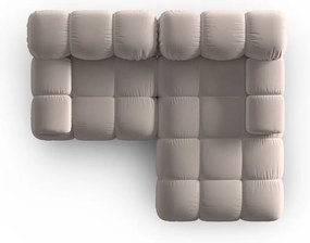 Divano angolare componibile in marrone chiaro (con penisola a destra) con rivestimento in velluto Bellis – Micadoni