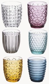 Set di 6 bicchieri acqua con motivo in rilievo Geometrie