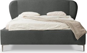 Letto matrimoniale imbottito grigio scuro con rete inclusa 180x200 cm Makana – Makamii