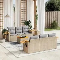 Set Divani da Giardino 7 pz con Cuscini Beige in Polyrattan 3259035