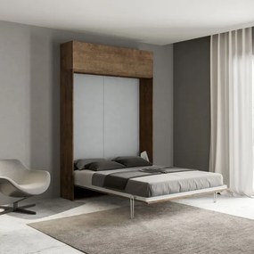 Letto a scomparsa con pensile Noce matrimoniale 160 cm KENTARO