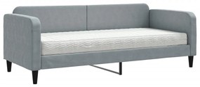 Divano letto con materasso grigio chiaro 80x200 cm in tessuto