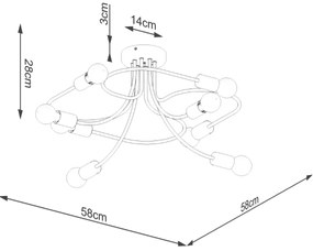 Sollux SL.1457 - Lampadario a sospensione con supporto rigido LEVAR 8xE27/15W/230V nero