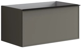 Mobile da bagno sotto lavabo Pixel frame frontale grigio carbone e maniglia alluminio nero laccato opaco L 80 x H 40 x P 45.5 cm 2 cassetti, lavabo non incluso