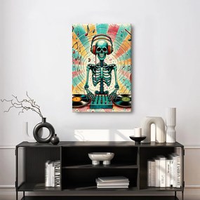 Quadro su tela – Scheletro DJ colorato