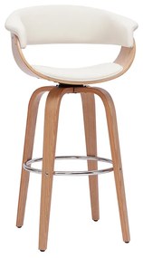 Sgabello da bar design girevole bianco e legno chiaro OKTAV