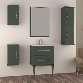 Mobile da bagno sospeso sotto lavabo L 64 x H 55 x P 46 cm verde laccato opaco, 2 cassetti BADEN HAUS TIFFANY