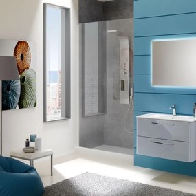 Mobile sottolavabo e lavabo Best laccato lucido grigio chiaro L 81 cm 2 cassetti