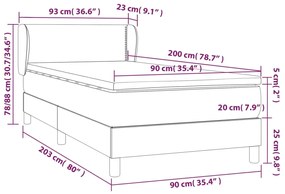 Giroletto a Molle con Materasso Nero 90x200 cm in Tessuto